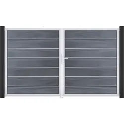 GroJa Solid Grande Premium Tor Bi-Color Sand DIN links 300x180x4 cm Alu-Rahmen EV1, 2-flügelig