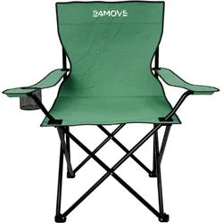 24MOVE® Campingstuhl Faltstuhl, grün, mit Getränkehalter und Tragetasche Outdoor, faltbar max. 100kg, Anglerstuhl, Polyester