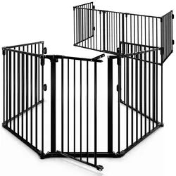 Kaminschutzgitter 2er-Set Schwarz Stahl 306x76,5cm