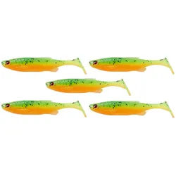Savage Gear Kunstköder Gummifische Duft 5 St. - FAT MINNOW T-TAIL 7,5cm 5gramm - ver. Farben, Rasselschlitz bunt