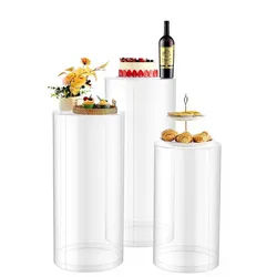 VEVOR Hochzeitsblumenständer, 3-tlg., Zylindersockel (600/700/900mm hoch), transparenter Sockel mit Acryldeckel, zylindrische Ständer für Hochzeiten, Partys, Geburtstage & als Dekoration