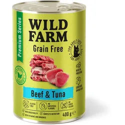 WILD FARM Premium getreidefreies Rindfleisch und Thunfisch 400g - getreidefreies Katzenfutter