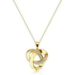 ROUGEMONT Kette mit Anhänger Funkelnde Amulett Anhänge Halskette 925 Silber 18K Gold 45cm, Echtschmuck goldfarben
