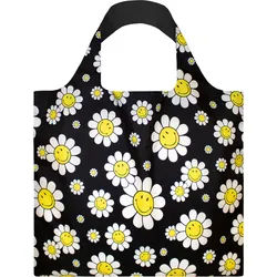 LOQI Artist Smiley Flowers Tasche, schwarz, recycelt
