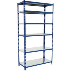 SimonRack Simonclick schraubenloses Metallregal 6 Böden. Farbe BLAU/VERZINKT 2500x1000x500 mm