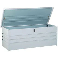 Beliani Auflagenbox Stahl hellgrau 165/70 cm Cebrosa , Hellgrau , Metall , 165x67x70 cm , Aufbewahrung & Schutzhüllen, Gartenboxen