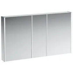 LAUFEN Frame 25 LED-Spiegelschrank H4087549001451, 130cm, 3 Türen, Seite weiß, Ambientelicht
