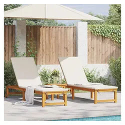 vidaXL Gartenliege, Sonnenliege 2 pcs Braun 202 x 53 x 89 cm Massivholz Akazie