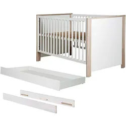 Roba Komplettbettsett Olaf 70 x 140 cm , Weiß , Holzwerkstoff , 76x82x142.5 cm , Hergestellt in Europa , Babymöbel & Kindermöbel, Babyzimmer