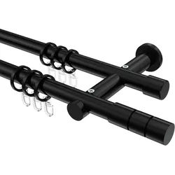 GARDINENSTANGE Platon Elanto 600 cm (geteilt in 3 x 200 cm), 2-läufig, 20 mm Ø Schwarz