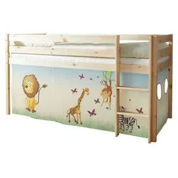 Mid.you Hochbett , Multicolor, Naturfarben , Holz , Kiefer , vollmassiv , Höhe ca. 16 cm , 90x200 cm , nur für Rollroste geeignet , Holzmöbel, Holzbetten, Kinderbetten Holz