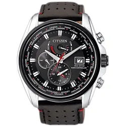 Citizen Funk-Multifunktionsuhr AT9036-08E, Armbanduhr, Herrenuhr, Solar, Saphirglas, Lederarmband schwarz