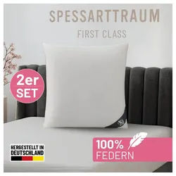 SPESSARTTRAUM Federkissen FIRST CLASS, Kopfkissen 1-tlg. oder 2-tlg. 40x80 oder 80x80 cm, Füllung: 100% Federn, Bezug: 100% Baumwolle, hergestellt in Deutschland, allergikerfreundlich, im Set günstiger weiß 80 cm x 80 cm