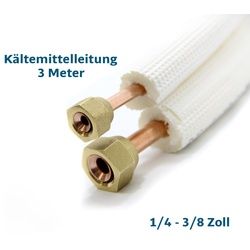 3 Meter Isoliertes CU-Rohr, Isol. schwerentflammbar 9mm 1/4 + 3/8" (gebördelt)"