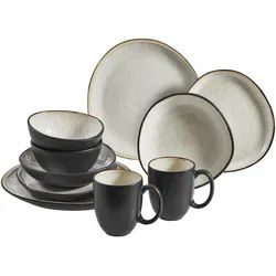 Novel Kombiservice , Creme , Keramik , 10-teilig , Farbverlauf , 390 ml,725 ml , Lfgb, Handmade Quality , lebensmittelecht , Geschirr, Geschirrsets, Kombiservice