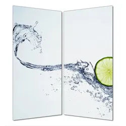 Wallario Duschrückwand Limettenscheibe in spritzigem Wasser, (2-tlg) blau 160 cm x 200 cm