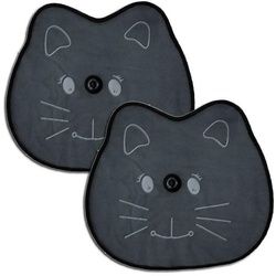 KaufMänner Azsaa201 Sonnenschutz Katze mit Saugnäpfen, schwarz (2er Pack) 2 St