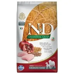 Farmina N&D Ancestral Grain canine CHICKEN & POMEGRANATE ADULT MEDIUM & MAXI 12kg+Überraschung für den Hund