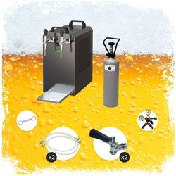 Komplett Set - Zapfanlage STREAM 80 Bierkoffer, Bierzapfanlage, Durchlaufkühler 2-leitig Trockenkühler, Zapfkopf 2:NC Adapter,Zapfkopf:KeyKeg