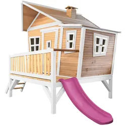 Spielhaus , Braun, Lila, Weiß , Holz, Kunststoff , Hemlocktanne , 123x12.8x152 cm , EN 71, CE, FSC 100% , Freizeit & Co, Gartenspielzeug, Spielhäuser