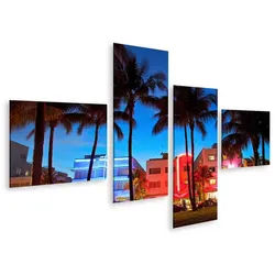 islandburner Leinwandbild Bild auf Leinwand Miami Beach Florida Hotels und Restaurants bei Sonne