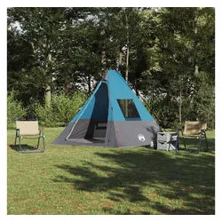 vidaXL Tipi-Zelt, Tipi Zelt mit Dach mit Speicher Blau 383 x 338 x 217 cm Taft blau