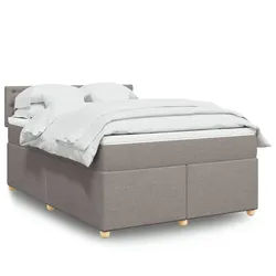 vidaXL Boxspringbett, Boxspringbett mit Matratze Taupe 160x200 cm Stoff