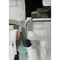 Monee Ölgemälde , Grün, Schwarz, Weiß , Holz, Textil , Tanne , vollmassiv , rechteckig , 70x100 cm , handgemalt, Keilrahmen , Bilder & Rahmen, Bilder, Ölbilder