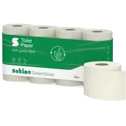 Satino GreenGrow Toilettenpapier, 3-lagig, Leistungsfähiges Papier aus Altpapier und Miscanthus, 1 Palette = 40 Kartons à 5 Packungen à 8 x 250 Blatt