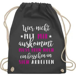 Shirtracer Turnbeutel Wer mit mir nicht auskommt, Sprüche Statement mit Spruch grau
