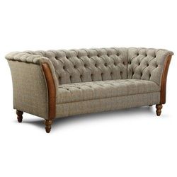 Casa Padrino Chesterfield-Sofa Luxus Chesterfield 2er Sofa Grau / Braun 186 x 87 x H. 77 cm - Wohnzimmer Sofa mit Echtleder - Chesterfield Wohnzimmer Möbel