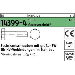 August, Schrauben, Sechskantschraube EN 14399-4 M 27 x 135 10.9 feuerverzinkt (1 Schrauben pro Stück)