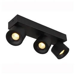 GLOBO LIGHTING LED Deckenleuchte, LED-Leuchtmittel fest verbaut, Warmweiß, Deckenlampe Spotleuchte Spotleiste LED 3-Flammig schwarz Strahler schwarz