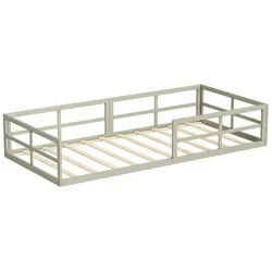 VitaliSpa Bodenbett AUS Metall Minno Greige 205 x 95 cm ohne Matratze , Metall , Rechteckig , Babymöbel & Kindermöbel, Kinderzimmer & Jugendzimmer, Kinderbetten, Kinderbetten & Jugendbetten