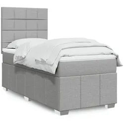 vidaXL Boxspringbett, Boxspringbett mit Matratze Hellgrau 90x200 cm Stoff