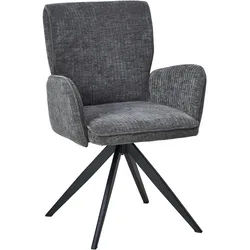 Mid.you Armlehnstuhl , Grau, Schwarz , Holz, Metall, Textil , Pappel , Sperrholz , Drehkreuz , 60x89x63 cm , Bsci , inklusive Armlehnen , Esszimmer, Esszimmerserien
