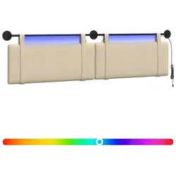 vidaXL Bett Hängendes Kopfteil Mit LED Licht Creme Stoff (1-tlg)