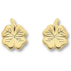 ONE ELEMENT Paar Ohrhänger Kleeblatt Ohrringe Ohrstecker aus 333 Gelbgold, Dezente Symbolik – stilvoller Begleiter für jeden Anlass goldfarben