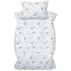 Amilian Kinderbettwäsche 100x135 - Bettwäsche Kinder - Kopfkissenbezug 40x60 cm Babybettwäsche, 2 teilig, 100% Baumwolle, für Mädchen und Jungen grau