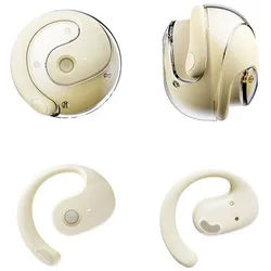 Refttenw Bluetooth Kopfhörer Kabellose Sport-Ohrhörer Open-Ear-Kopfhörer (Bluetooth 5.4, HiFi-Stereo-Sound, IPX5 Wasserdicht, Geräuschunterdrückung, Touch-Steuerung, Tragbares Ladeetui, LLeichte und Komfortable, für Übung, Büro und Langzeitgebrauc) beige