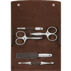 ZWILLING Druckknopf-Etui, Rindleder, braun, 5-tlg. Sets 1 Stück