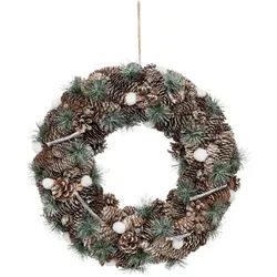 Atmosphera Createur d ́interieur Weihnachtskranz Zapfen 48,5 cm , Grün , Naturmaterialen , 11 cm , Dekoration, Weihnachtsdekoration, Adventskränze