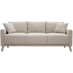 Sofa aus beigem Stoff und hellem Holz 3-Sitzer MUNIK