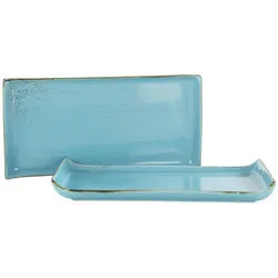 Creatable Servierplatte , Hellblau , Keramik , 2-teilig , rechteckig , 16.5x33 cm , Geschirr, Tischkultur & Serviergeschirr, Servierplatten