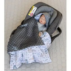 Loolay Babytrage Einschlagdecke für Kinder Autositz und Babyschale Babytrage 90 x 90 cm (MINKY/ Baumwolle Kuscheldecke Kinderwagendecke Babydecke, Neugeborene Babyausstattung PREMIUM Geschenk), LOOLAY® - 100% Europäische Stoffe und Kleinserien-Nähen! beige