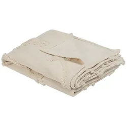 Beliani Decke Helles Beige Acacia 125/150 cm , Textil , 125x150 cm , Wohntextilien, Decken