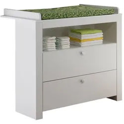 ebuy24 Kommode Olja Wickelkommode mit 2 Schubladen und 1 Ablage weiß