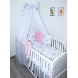 Primawela Babybettwäsche Bettwäsche Bettset MINKY - 6 x Kissen -6t -Nestchen Chiffon Himmel, Nestchen Kissen, Baumwolle, Minky rosa