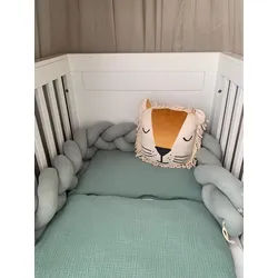 von Herzen Kinderbettwäsche Musselin Kinderbettwäsche – Babybettwäsche – 100% Baumwolle – uni, Handgenäht grün