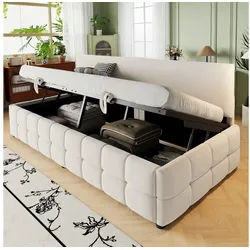 HAUSS SPOLE Schlafsofa 90x200 mit Bettkasten,Tagesbett Daybett ohne Armlehnen,Samtstoff beige